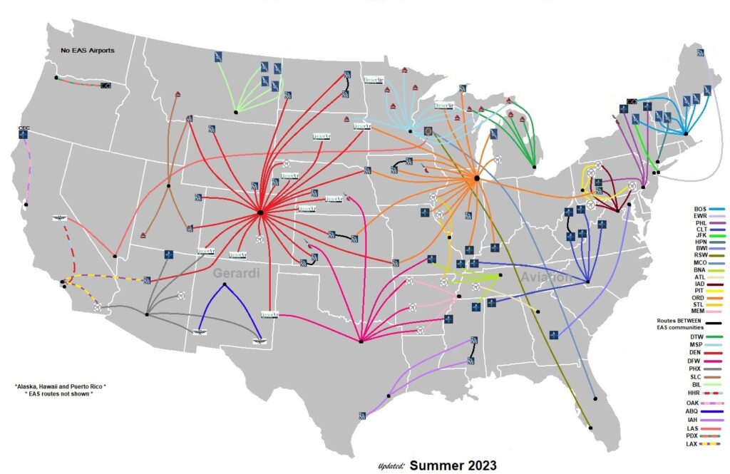 Routes from every EAS Airport in the lower 48 states