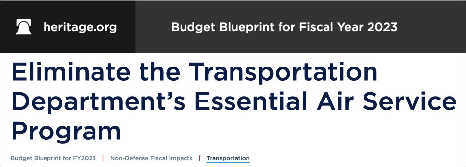 Eliminate the Transportation Department Air Service Program