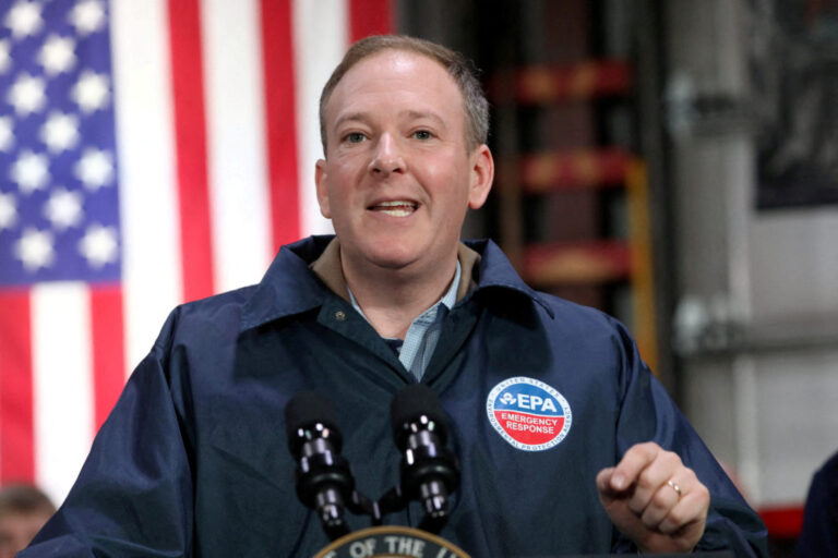 FILE PHOTO: EPA Administrator Zeldin speaks in East Palestine, Ohio